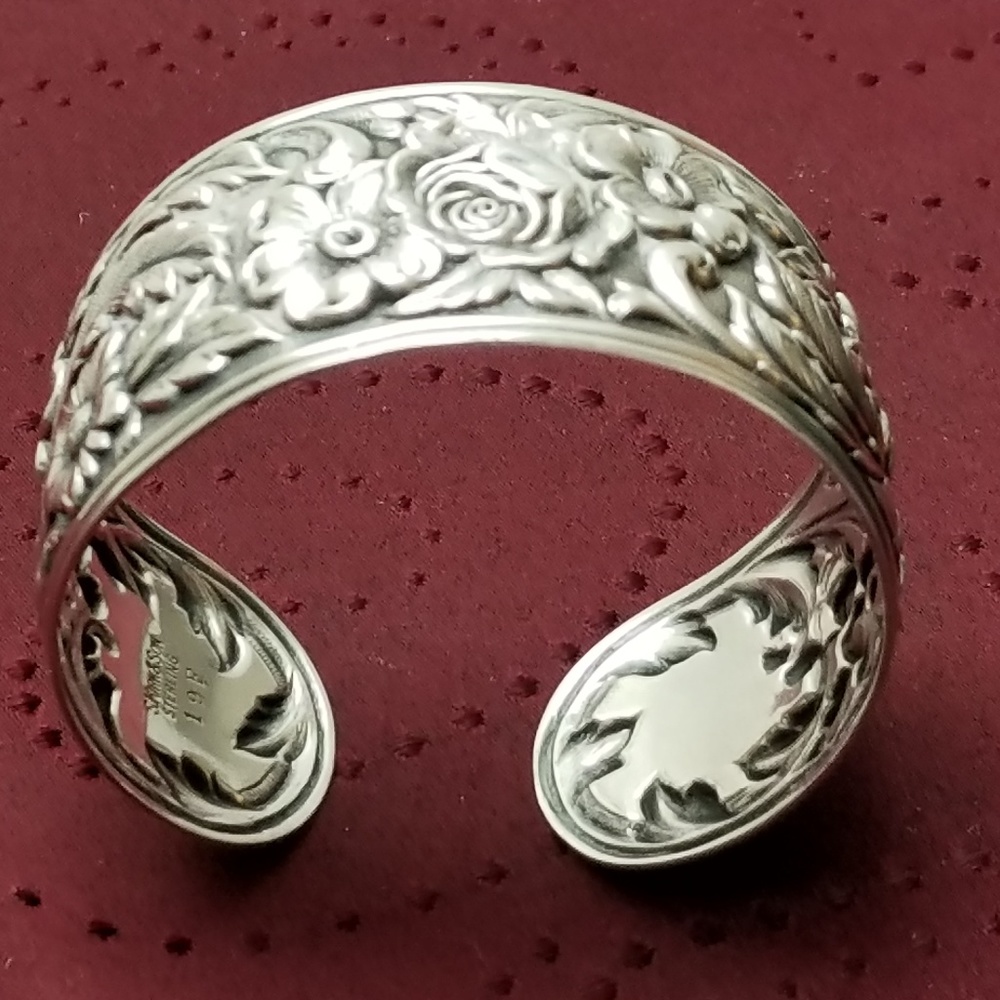 S. Kirk & Son Sterling 19F Floral Cuff Bracelet